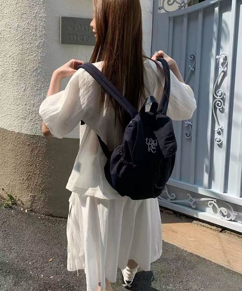 LYEON（リヨン）の「ロゴ刺繍バックパック/ナップサック（バックパック/リュック・レディース・オフホワイト/ブラック・FREE）」の8枚目の写真