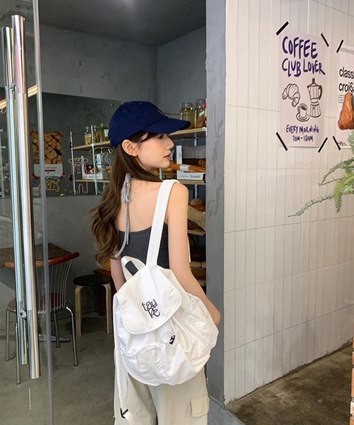 LYEON（リヨン）の「ロゴ刺繍バックパック/ナップサック（バックパック/リュック・レディース・オフホワイト/ブラック・FREE）」の14枚目の写真