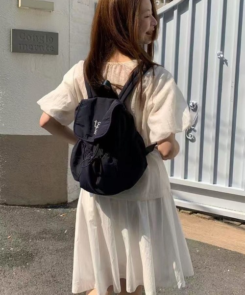 LYEON（リヨン）の「ロゴ刺繍バックパック/ナップサック（バックパック/リュック・レディース・オフホワイト/ブラック・FREE）」の17枚目の写真