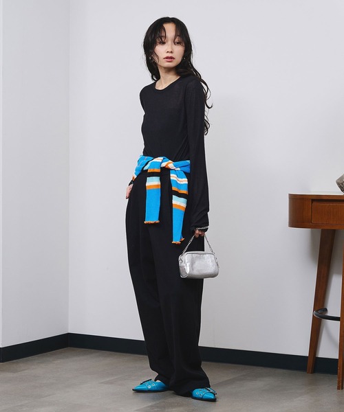 ROSE BUD(ローズバッド)の「TUCKED WIDE-LEG SWEATPANTS(スウェットパンツ・レディース・ベージュ/ブラック/ピンク・S/M)」の13枚目の写真