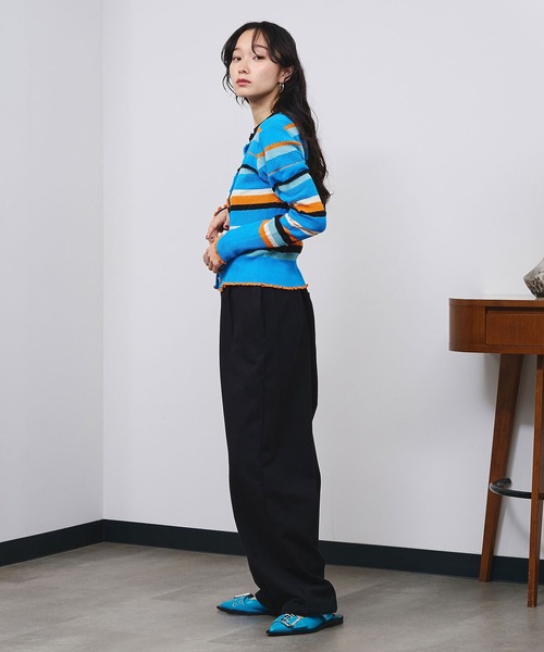 ROSE BUD(ローズバッド)の「TUCKED WIDE-LEG SWEATPANTS(スウェットパンツ・レディース・ベージュ/ブラック/ピンク・S/M)」の14枚目の写真