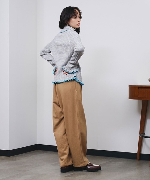 ROSE BUD(ローズバッド)の「TUCKED WIDE-LEG SWEATPANTS(スウェットパンツ・レディース・ベージュ/ブラック/ピンク・S/M)」の21枚目の写真