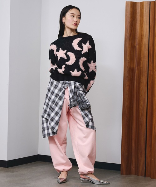 ROSE BUD(ローズバッド)の「TUCKED WIDE-LEG SWEATPANTS(スウェットパンツ・レディース・ベージュ/ブラック/ピンク・S/M)」の5枚目の写真