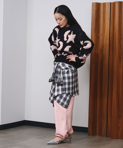 ROSE BUD(ローズバッド)の「TUCKED WIDE-LEG SWEATPANTS(スウェットパンツ・レディース・ベージュ/ブラック/ピンク・S/M)」の6枚目の写真