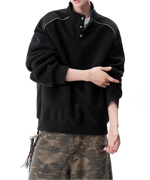 JOHNNY WOLF（ジョニーウルフ）の「OZEN ヘビーウェイト 400G パフスウェット オーバーサイズ プルオーバー（スウェット・メンズ・グレー/ブラック・M/XL/L）」の12枚目の写真