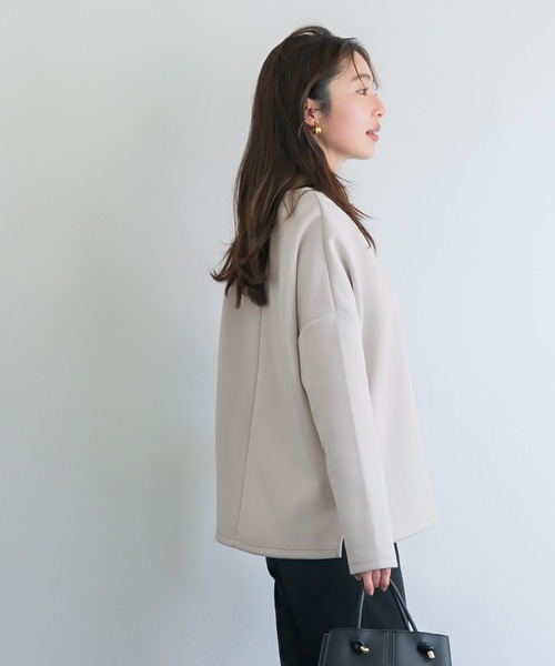 coca(coca)(コカ)の「ソフトスウェット ジップトップス | セレモニー オフィス ママスーツ フォーマルウェア スーツ 卒業式(Tシャツ/カットソー・レディース・ブラック/グレー・L/M/S)」の4枚目の写真