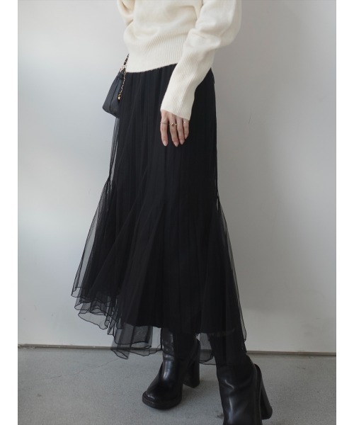 amel(エイメル)の「チュールレイヤードプリーツスカート(スカート・レディース・ブラック・FREE)」の18枚目の写真