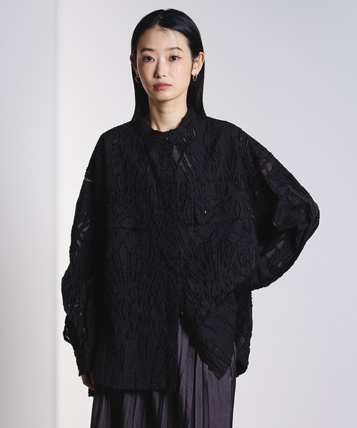 ROSE BUD(ローズバッド)の「(GENE HEAVENS)SHEER DOBBY SHIRT(シャツ/ブラウス・レディース・ブラック/イエロー/オフホワイト・ONE SIZE)」の10枚目の写真