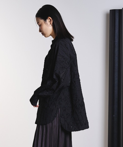 ROSE BUD(ローズバッド)の「(GENE HEAVENS)SHEER DOBBY SHIRT(シャツ/ブラウス・レディース・ブラック/イエロー/オフホワイト・ONE SIZE)」の12枚目の写真