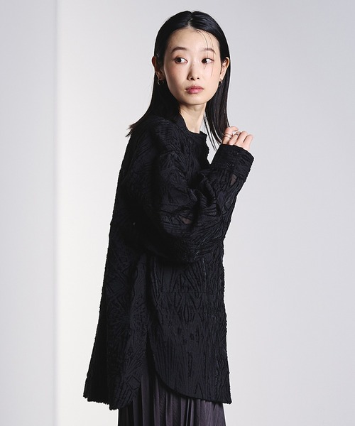 ROSE BUD(ローズバッド)の「(GENE HEAVENS)SHEER DOBBY SHIRT(シャツ/ブラウス・レディース・ブラック/イエロー/オフホワイト・ONE SIZE)」の13枚目の写真