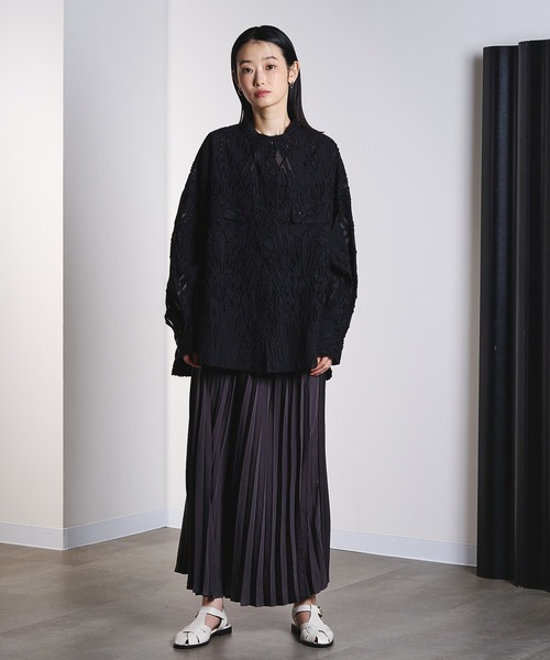 ROSE BUD(ローズバッド)の「(GENE HEAVENS)SHEER DOBBY SHIRT(シャツ/ブラウス・レディース・ブラック/イエロー/オフホワイト・ONE SIZE)」の14枚目の写真