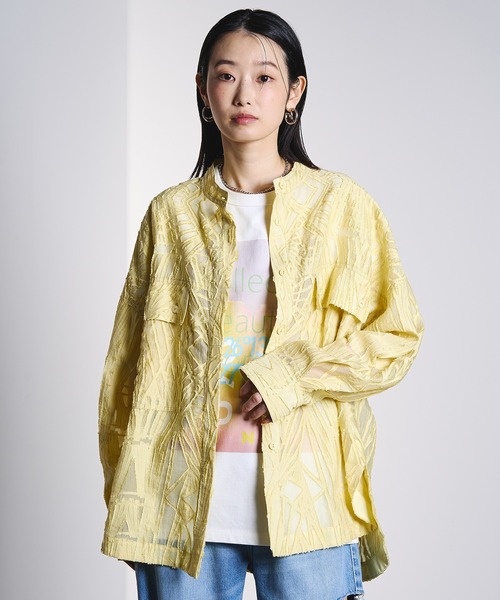 ROSE BUD(ローズバッド)の「(GENE HEAVENS)SHEER DOBBY SHIRT(シャツ/ブラウス・レディース・ブラック/イエロー/オフホワイト・ONE SIZE)」の17枚目の写真