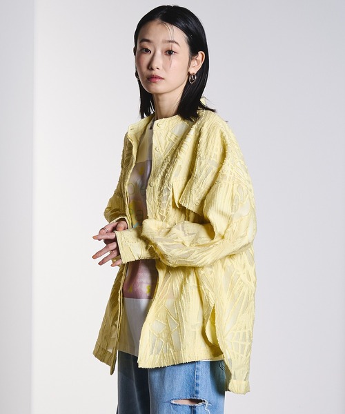 ROSE BUD(ローズバッド)の「(GENE HEAVENS)SHEER DOBBY SHIRT(シャツ/ブラウス・レディース・ブラック/イエロー/オフホワイト・ONE SIZE)」の18枚目の写真