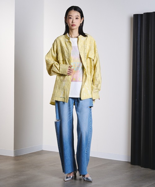 ROSE BUD(ローズバッド)の「(GENE HEAVENS)SHEER DOBBY SHIRT(シャツ/ブラウス・レディース・ブラック/イエロー/オフホワイト・ONE SIZE)」の22枚目の写真