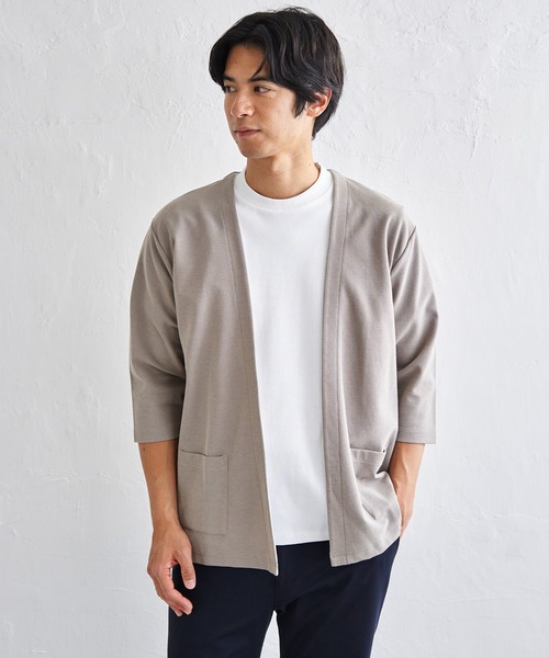 ikka(イッカ)の「【抗菌防臭】GOKU楽冷感7分袖カーディガン(カーディガン/ボレロ・メンズ・ネイビー/チャコール/グレー・XL/L/M/S)」の4枚目の写真