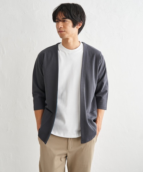 ikka(イッカ)の「【抗菌防臭】GOKU楽冷感7分袖カーディガン(カーディガン/ボレロ・メンズ・ネイビー/チャコール/グレー・XL/L/M/S)」の6枚目の写真