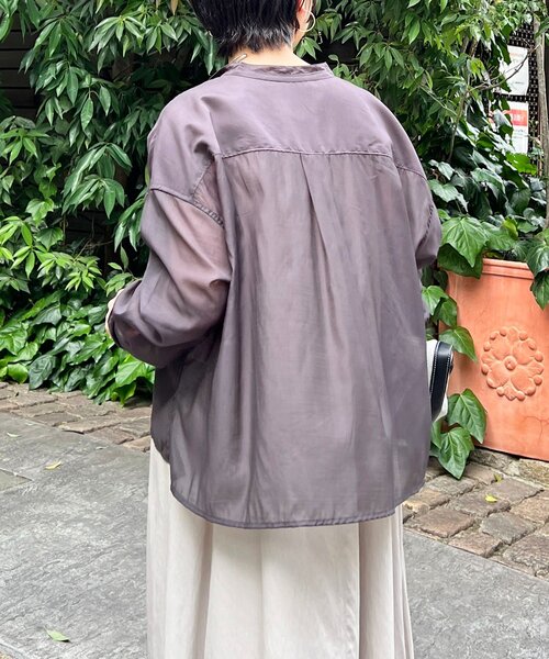 un dix cors(アンディコール)の「シアーバンドカラーシャツ(シャツ/ブラウス・レディース・ライトベージュ/ブラック・FREE)」の6枚目の写真