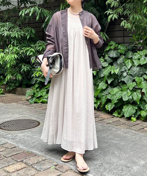 un dix cors(アンディコール)の「シアーバンドカラーシャツ(シャツ/ブラウス・レディース・ライトベージュ/ブラック・FREE)」の8枚目の写真