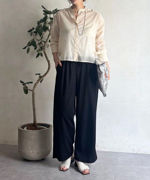 un dix cors(アンディコール)の「シアーバンドカラーシャツ(シャツ/ブラウス・レディース・ライトベージュ/ブラック・FREE)」の15枚目の写真