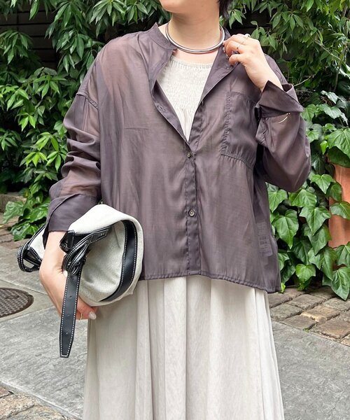 un dix cors(アンディコール)の「シアーバンドカラーシャツ(シャツ/ブラウス・レディース・ライトベージュ/ブラック・FREE)」の17枚目の写真