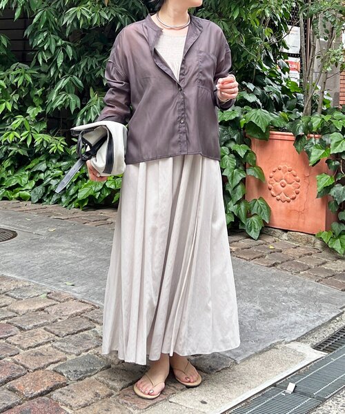 un dix cors(アンディコール)の「シアーバンドカラーシャツ(シャツ/ブラウス・レディース・ライトベージュ/ブラック・FREE)」の18枚目の写真