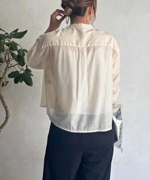 un dix cors(アンディコール)の「シアーバンドカラーシャツ(シャツ/ブラウス・レディース・ライトベージュ/ブラック・FREE)」の20枚目の写真