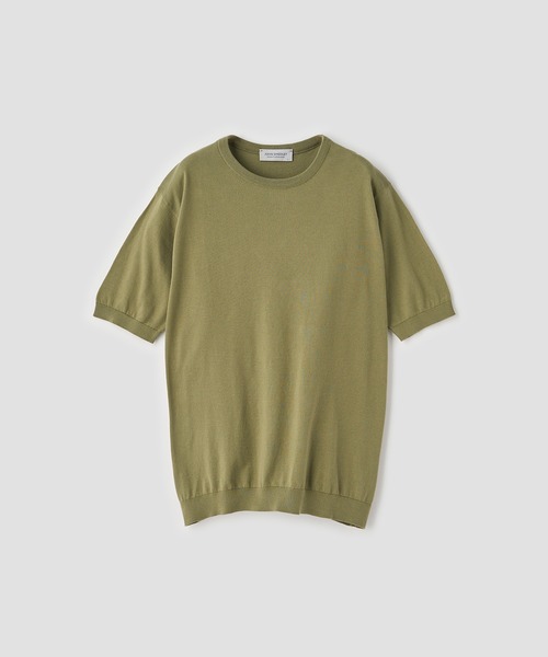 JOHN SMEDLEY(ジョンスメドレー)の「半袖コットンニットTシャツ(ニット/セーター・メンズ・グリーン系1・S/M/L)」の1枚目の写真