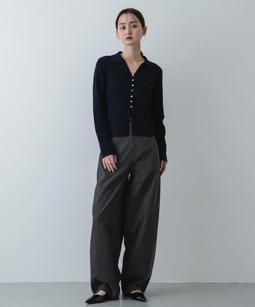 SENSE OF PLACE by URBAN RESEARCH（センスオブプレイスバイアーバンリサーチ）の「『一部WEB限定カラー』『洗濯可』メタルボタンエリツキコンパクトカーディガン（カーディガン/ボレロ・レディース・アイボリー/ネイビー/マスタード/オフホワイト/チャコールグレー・ONE）」の14枚目の写真