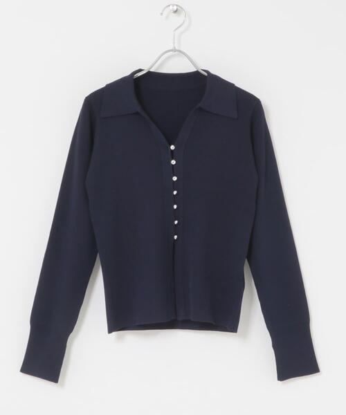 SENSE OF PLACE by URBAN RESEARCH（センスオブプレイスバイアーバンリサーチ）の「『一部WEB限定カラー』『洗濯可』メタルボタンエリツキコンパクトカーディガン（カーディガン/ボレロ・レディース・アイボリー/ネイビー/マスタード/オフホワイト/チャコールグレー・ONE）」の15枚目の写真