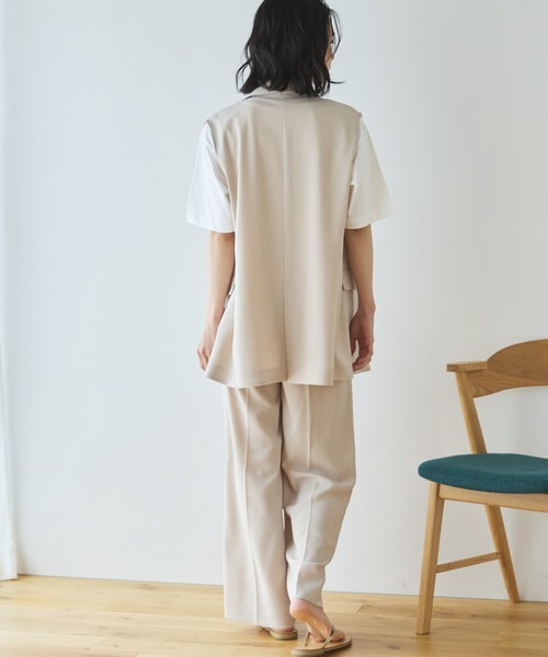 Doux archives(ドゥアルシーヴ)の「【多機能麻調合繊】テーラードジレ(その他アウター・レディース・ネイビー/ベージュ・FREE)」の9枚目の写真