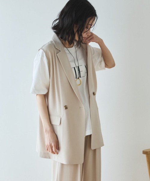Doux archives(ドゥアルシーヴ)の「【多機能麻調合繊】テーラードジレ(その他アウター・レディース・ネイビー/ベージュ・FREE)」の16枚目の写真