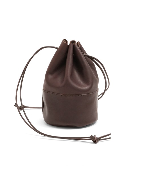 STANDARD SUPPLY(スタンダードサプライ)の「アーツアンドクラフツ / HORSE LEATHER ホースレザー / DRAW STRINGS POUCH S ドローストリングポーチS(ハンドバッグ・レディース・チョコ/ブラック/タン・FREE)」の2枚目の写真