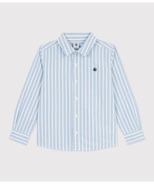 PETIT BATEAU（プチバトー）の「ストライプシャツ（シャツ/ブラウス・キッズ・ホワイト×ブルー・3YEAR/4YEAR/5YEAR）」の3枚目の写真