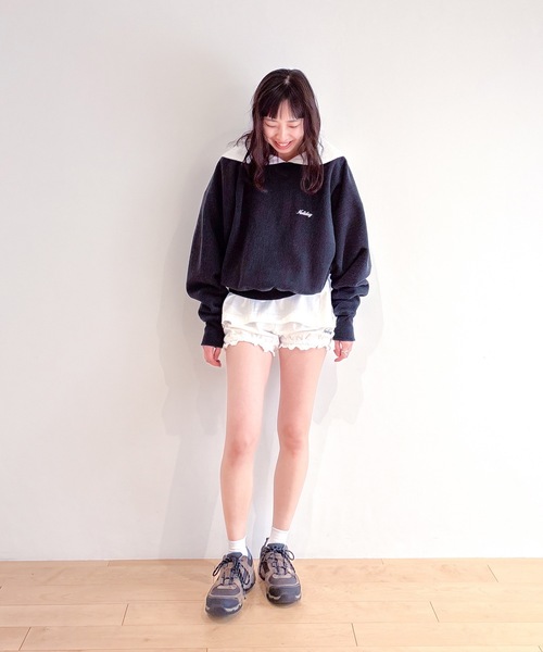 HOLIDAY(ホリデイ)の「SUPER FINE DRY SAILOR COLLAR L/S TOPS スーパーファインドライセーラーカラーロングスリーブトップス(Tシャツ/カットソー・レディース・ダークネイビー/ホワイト/ブラック/グリーン・ONE SIZE)」の6枚目の写真