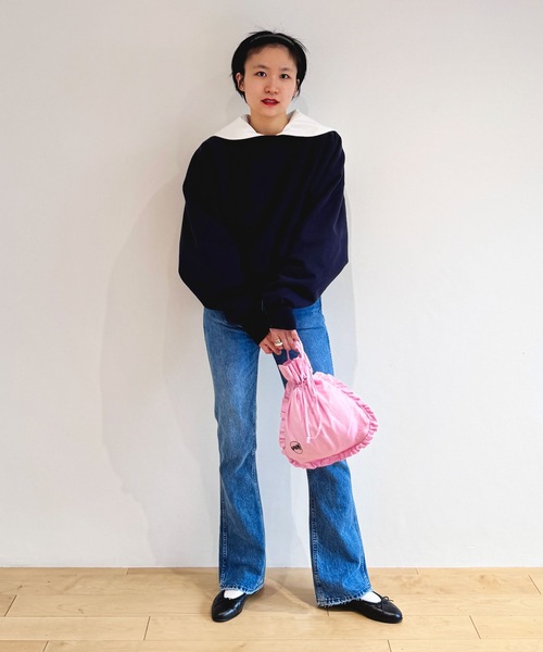 HOLIDAY(ホリデイ)の「SUPER FINE DRY SAILOR COLLAR L/S TOPS スーパーファインドライセーラーカラーロングスリーブトップス(Tシャツ/カットソー・レディース・ダークネイビー/ホワイト/ブラック/グリーン・ONE SIZE)」の9枚目の写真