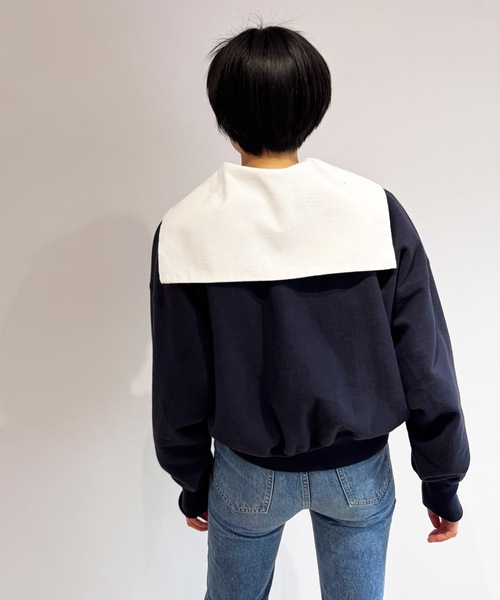 HOLIDAY(ホリデイ)の「SUPER FINE DRY SAILOR COLLAR L/S TOPS スーパーファインドライセーラーカラーロングスリーブトップス(Tシャツ/カットソー・レディース・ダークネイビー/ホワイト/ブラック/グリーン・ONE SIZE)」の10枚目の写真