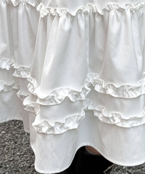 tiptop（ティップトップ）の「フリルミドル丈スカート（スカート・レディース・ブラック/オフホワイト・FREE）」の18枚目の写真