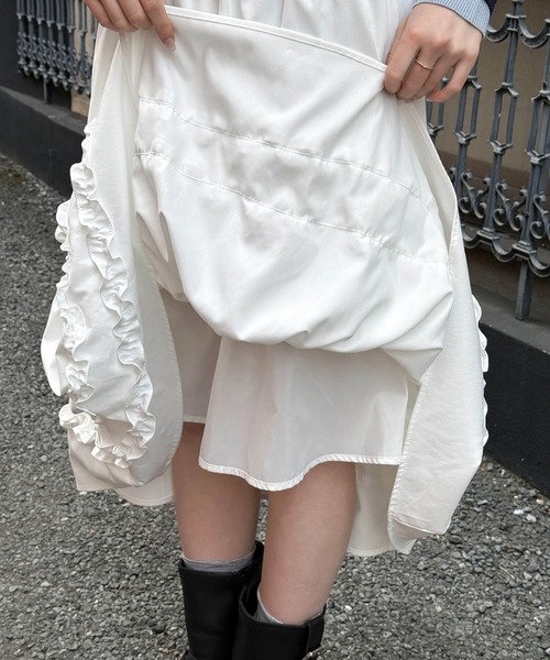 tiptop（ティップトップ）の「フリルミドル丈スカート（スカート・レディース・ブラック/オフホワイト・FREE）」の19枚目の写真