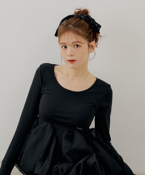 Chico（チコ）の「レース付きスクエアドットシュシュ（シュシュ・レディース・ブラック/ホワイト・FREE）」の3枚目の写真