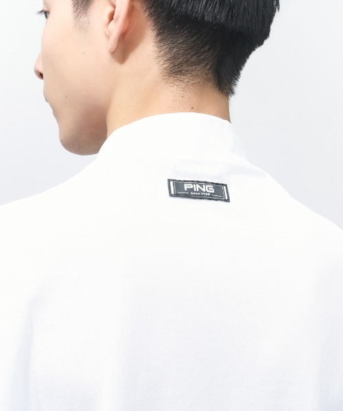 PING(ピン)の「ピン アップリケ半袖ハイネックシャツ(Tシャツ/カットソー・メンズ・ベージュ/ホワイト・M/L/LL/3L)」の8枚目の写真