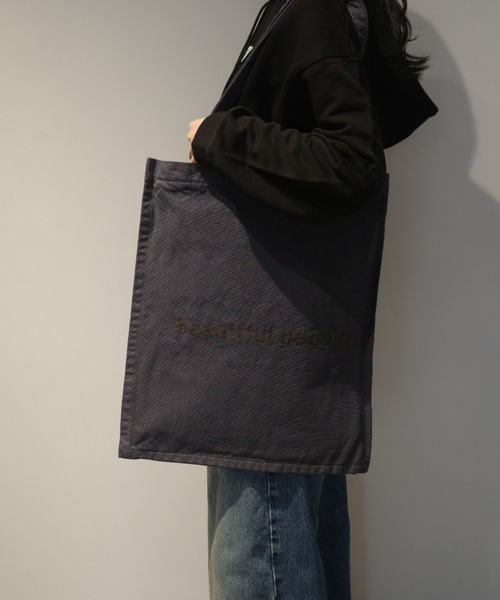 beautiful people（ビューティフルピープル）の「beautiful people brushed logogathering bag（トートバッグ・レディース・ネイビー/グレー/オフホワイト/オレンジ・FREE）」の3枚目の写真