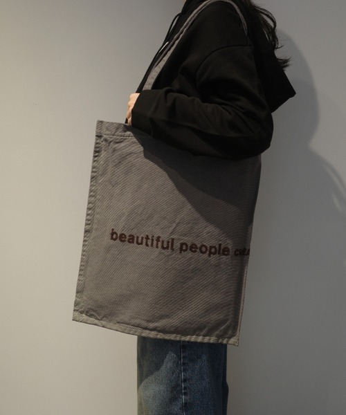 beautiful people（ビューティフルピープル）の「beautiful people brushed logogathering bag（トートバッグ・レディース・ネイビー/グレー/オフホワイト/オレンジ・FREE）」の2枚目の写真