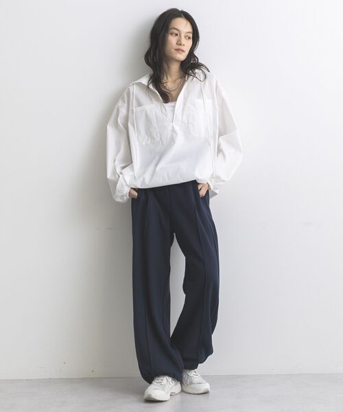 GARAGE OF GOOD CLOTHING(ガレージオブグッドクロージング)の「【日本製】裏毛ドロストロングパンツ(その他パンツ・レディース・ホワイト系その他/ネイビー/杢グレー・FREE)」の9枚目の写真