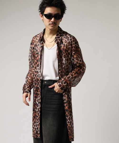 REGIEVO(レジエボ)の「REGIEVO プリントロングシャツ 長袖(シャツ/ブラウス・メンズ・ベージュ/ブラック・L/M)」の1枚目の写真