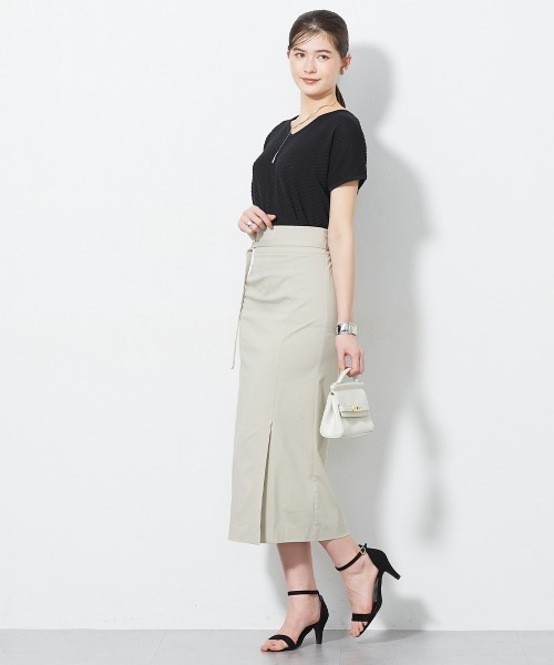 slattgir(スラットジール)の「高身長 ハイパーストレッチIラインベルト付スカート(接触冷感・UVカット)(トールサイズ)(スカート・レディース・ベージュ/ブラック・TM/T5L/T4L/T3L/TLL/TL)」の22枚目の写真