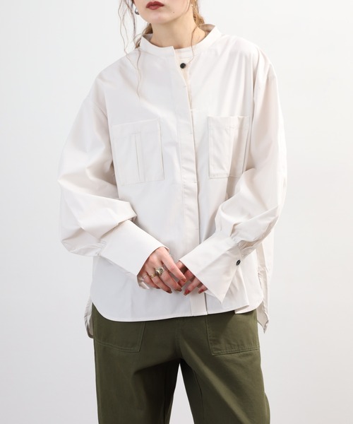 FUNALIVE(ファンアライブ)の「comoely closet 3Dポケット付スリーブコンシャスブラウス 長袖(シャツ/ブラウス・レディース・ブラック/グリーン/ホワイト・L/S/M/LL)」の6枚目の写真