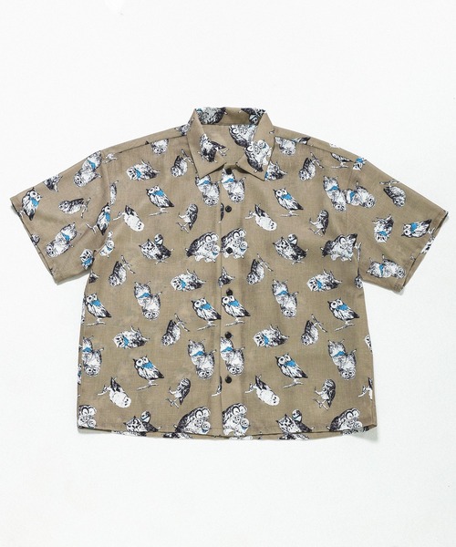 Revo.(レボ)の「Revo. ヴィンテージライク アニマルパターン ボックス セミオープンカラーシャツ 半袖(シャツ/ブラウス・メンズ・ベージュ/アイボリー/ブルー/ブラック/グリーン・L/M)」の4枚目の写真