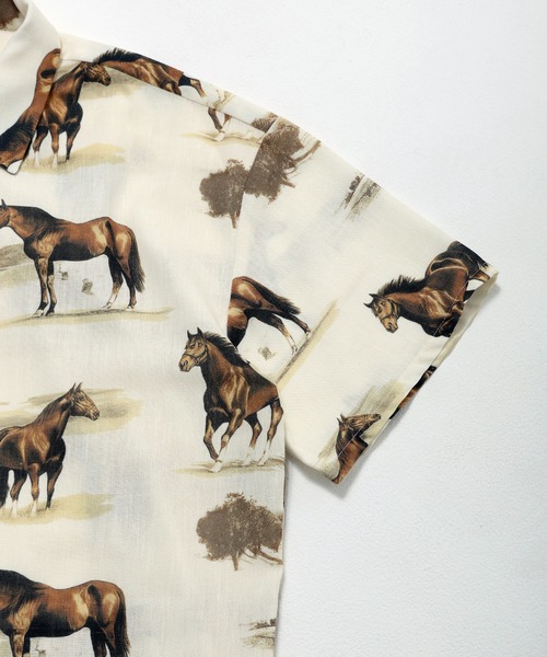 Revo.(レボ)の「Revo. ヴィンテージライク アニマルパターン ボックス セミオープンカラーシャツ 半袖(シャツ/ブラウス・メンズ・ベージュ/アイボリー/ブルー/ブラック/グリーン・L/M)」の16枚目の写真