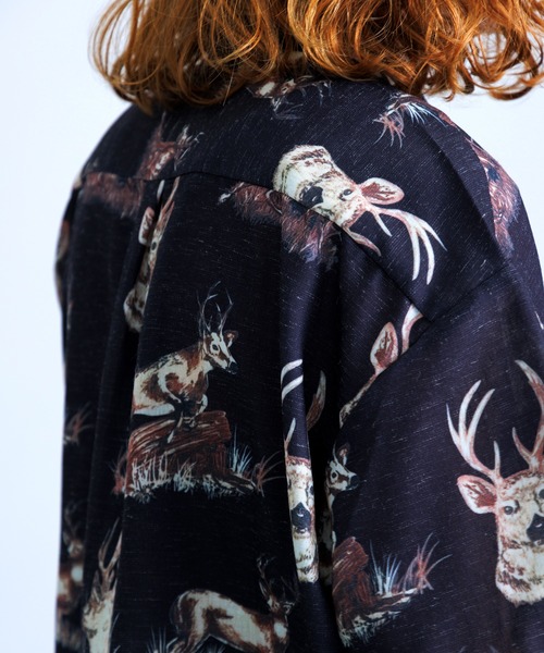 Revo.(レボ)の「Revo. ヴィンテージライク アニマルパターン ボックス セミオープンカラーシャツ 半袖(シャツ/ブラウス・メンズ・ベージュ/アイボリー/ブルー/ブラック/グリーン・L/M)」の22枚目の写真