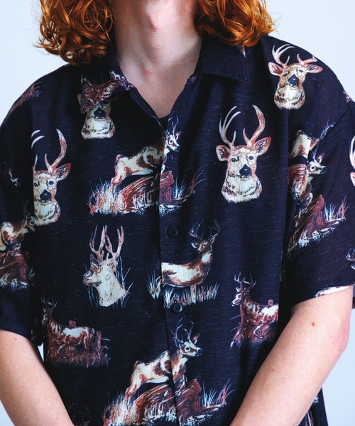 Revo.(レボ)の「Revo. ヴィンテージライク アニマルパターン ボックス セミオープンカラーシャツ 半袖(シャツ/ブラウス・メンズ・ベージュ/アイボリー/ブルー/ブラック/グリーン・L/M)」の20枚目の写真